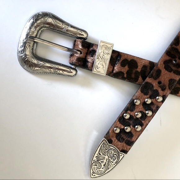 Western Belt Leopard Haircalf Leather - Picture 4 of 9